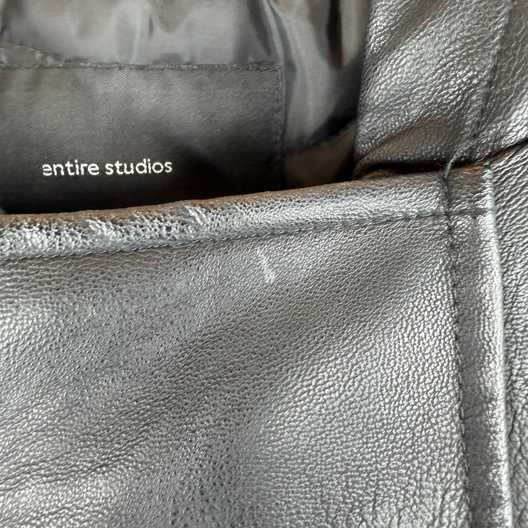 Entire Studios Hooded Faux Leather Bomber Jacket