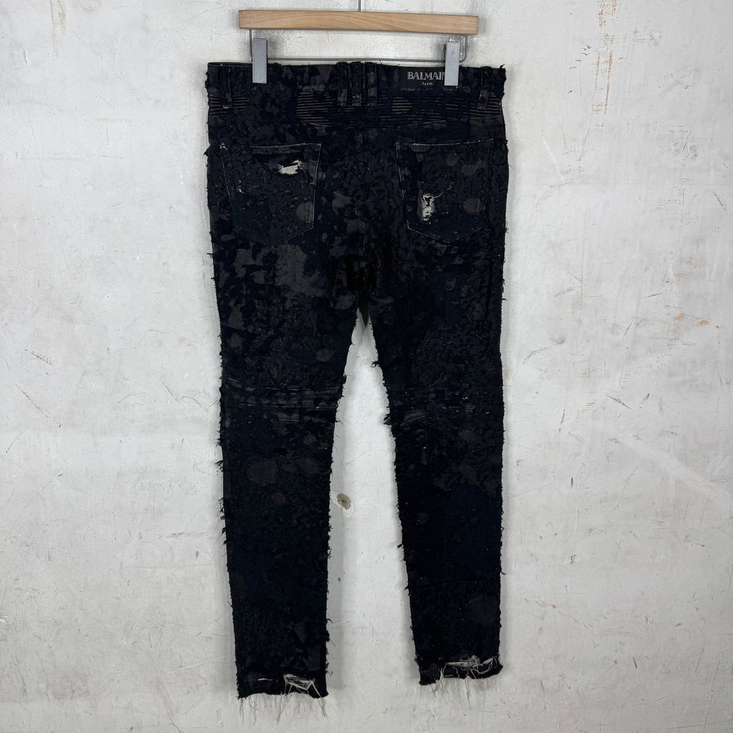 Balmain Custom Laced Boro Biker Jeans