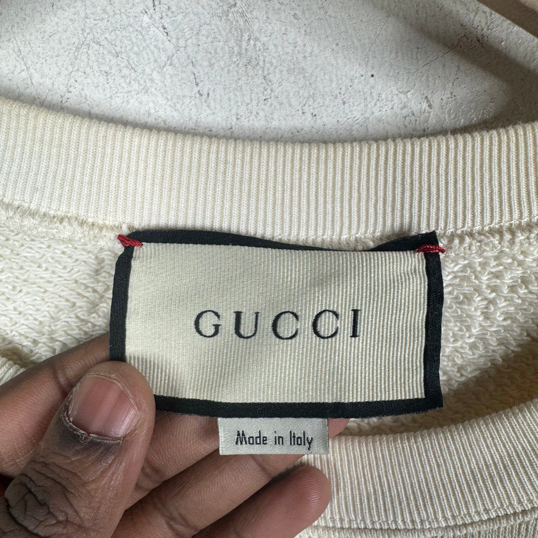 Gucci Beige Double G Embroidered Crewneck