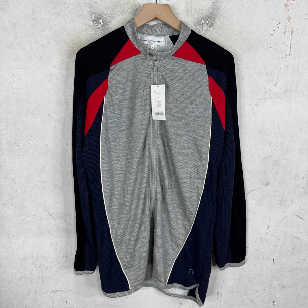 CDG Shirt Grey/Navy Mesh Paneled Track Jacket