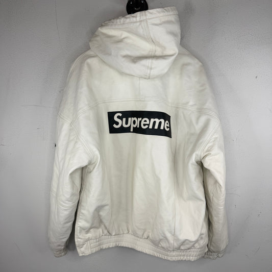 Supreme Nike White Leather Hooded Anorak