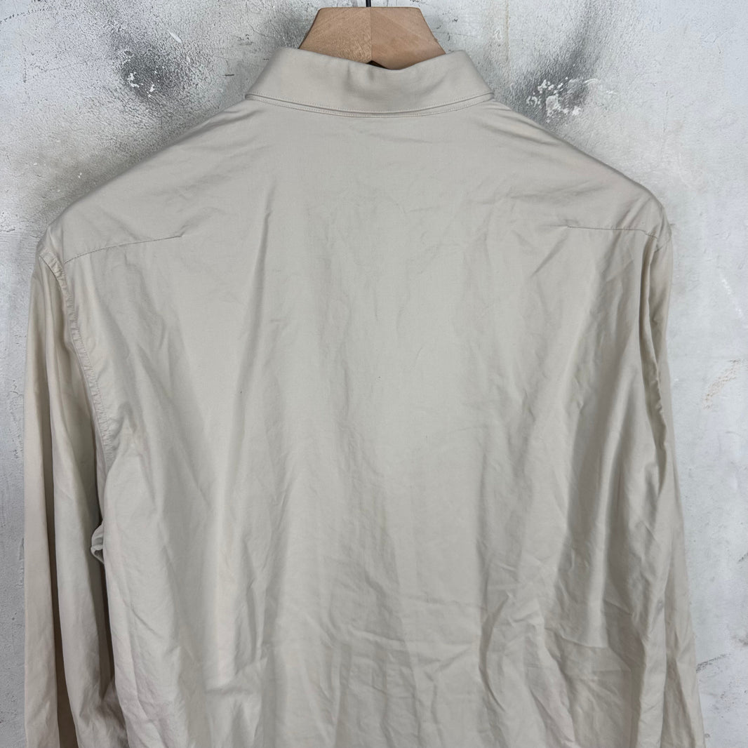 Dior Bee Embroidered Beige Hidden Button Shirt