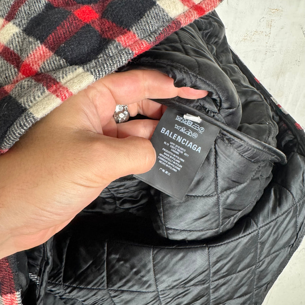 Balenciaga Plaid Heavy Quilted Snap Flannel