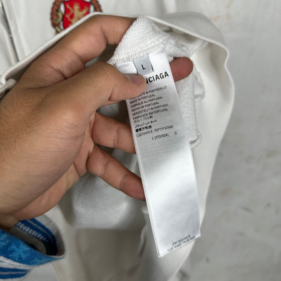 Balenciaga White Soccer Zip Hoodie