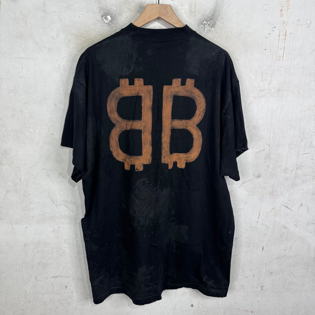 Balenciaga Mudded Bitcoin Logo T-Shirt