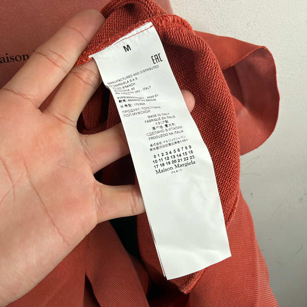 Margiela Orange Overdye Distressed Hoodie