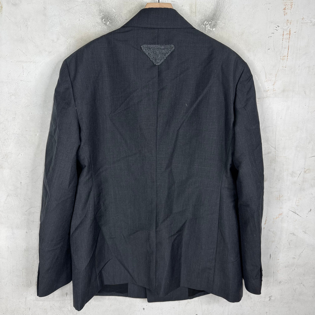 Prada Knitted Badge Double Breasted Blazer
