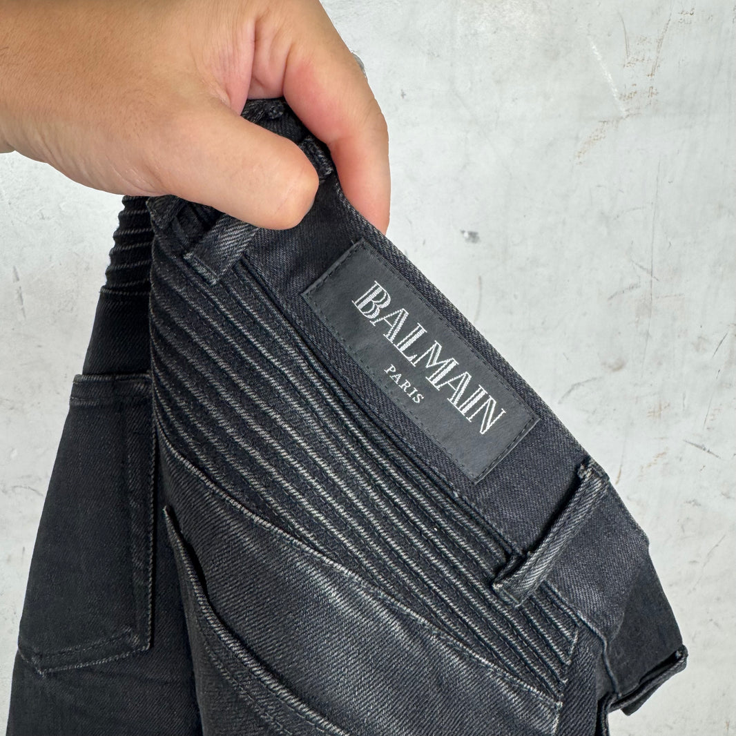 Balmain Black Biker Jeans