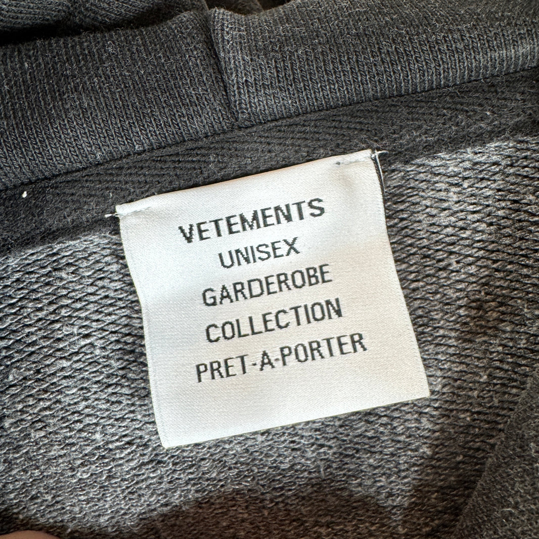Vetements Stitch Logo Charcoal Hoodie