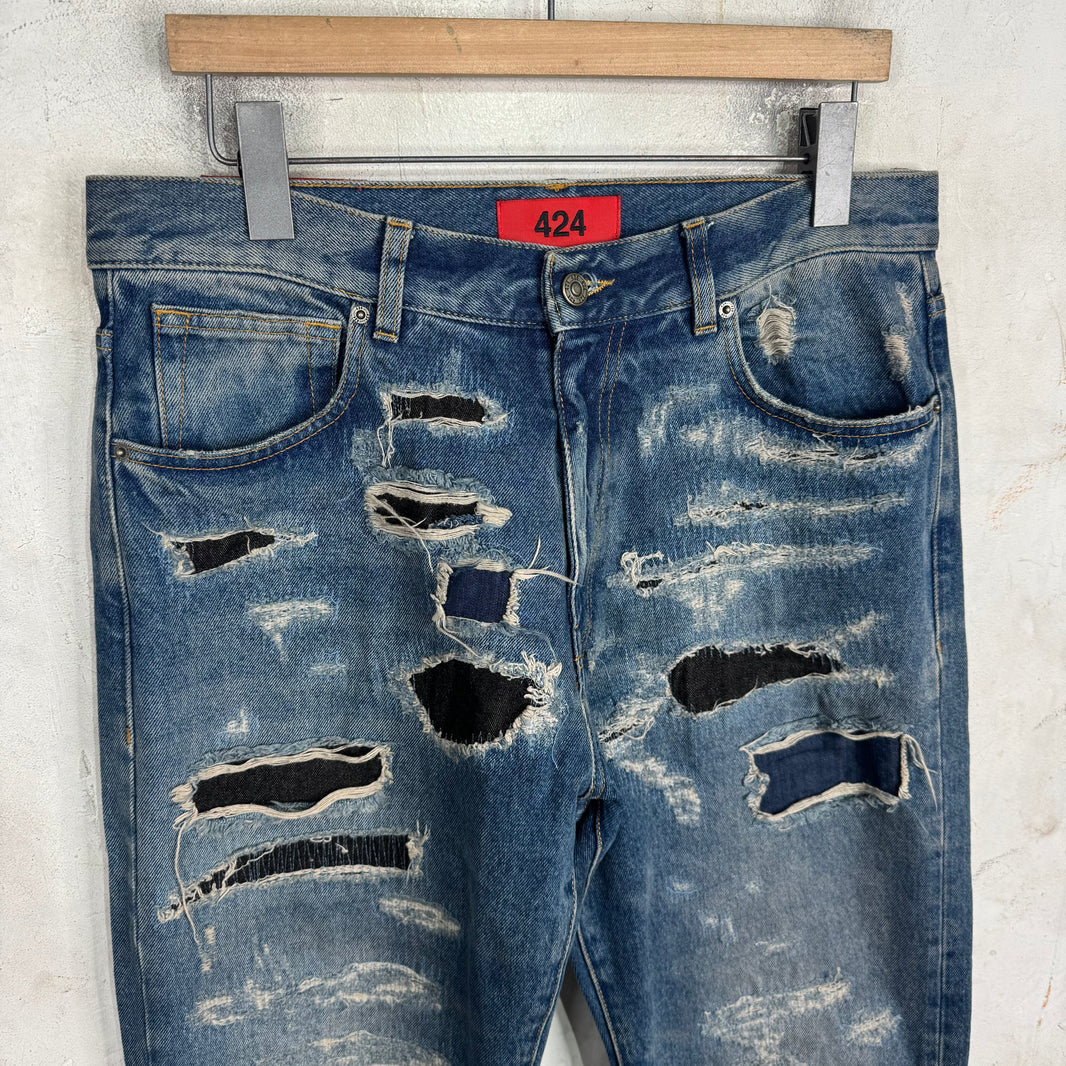 424 Distressed & Repaired Jeans