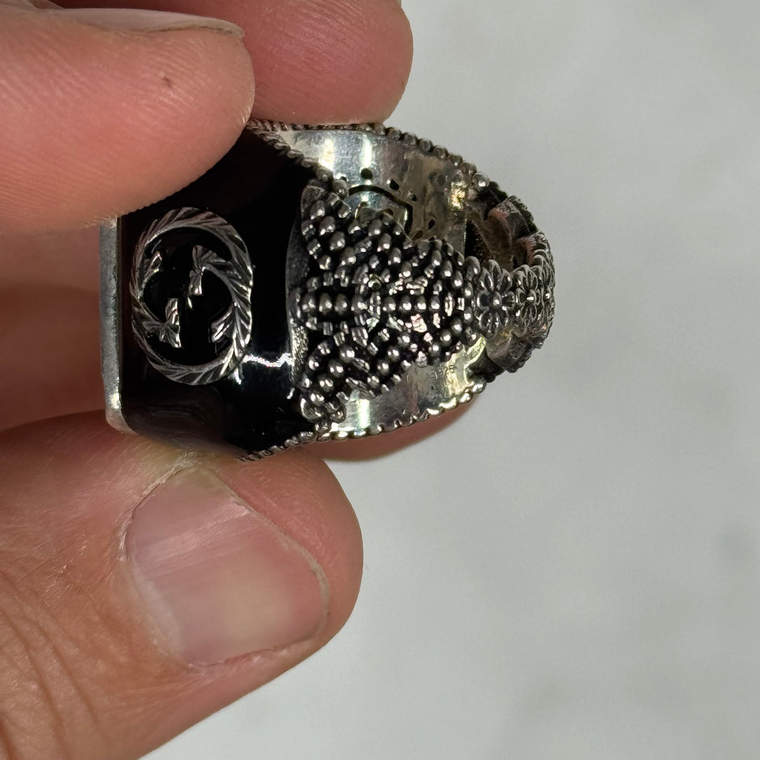 Gucci Enamel Coated Sterling Crystal Ring