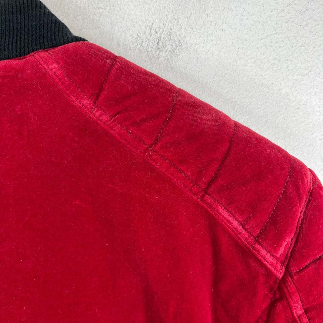 Balmain Red Velvet Crest Jacket