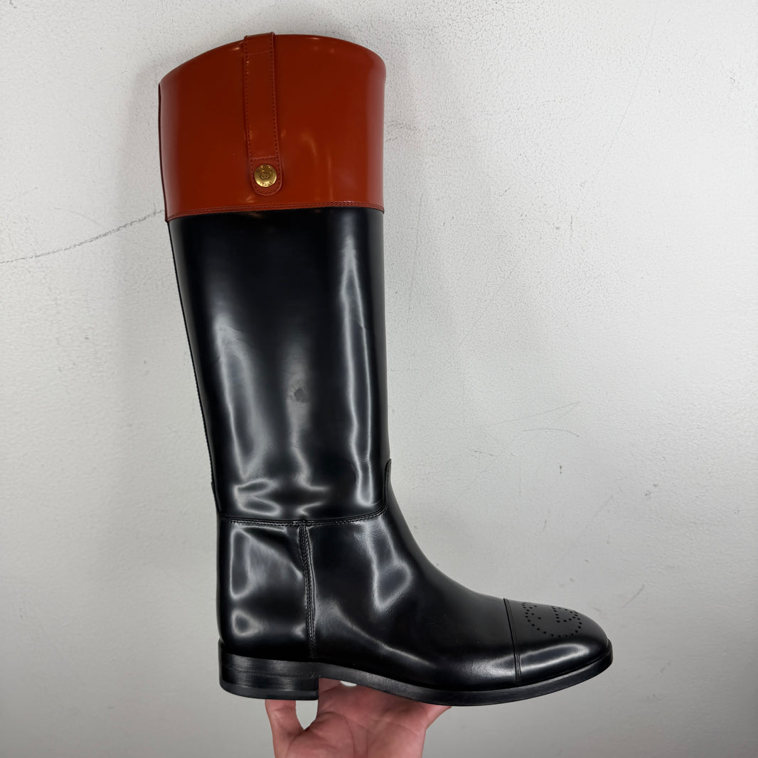 Gucci Two Tone Leather Riding Boots