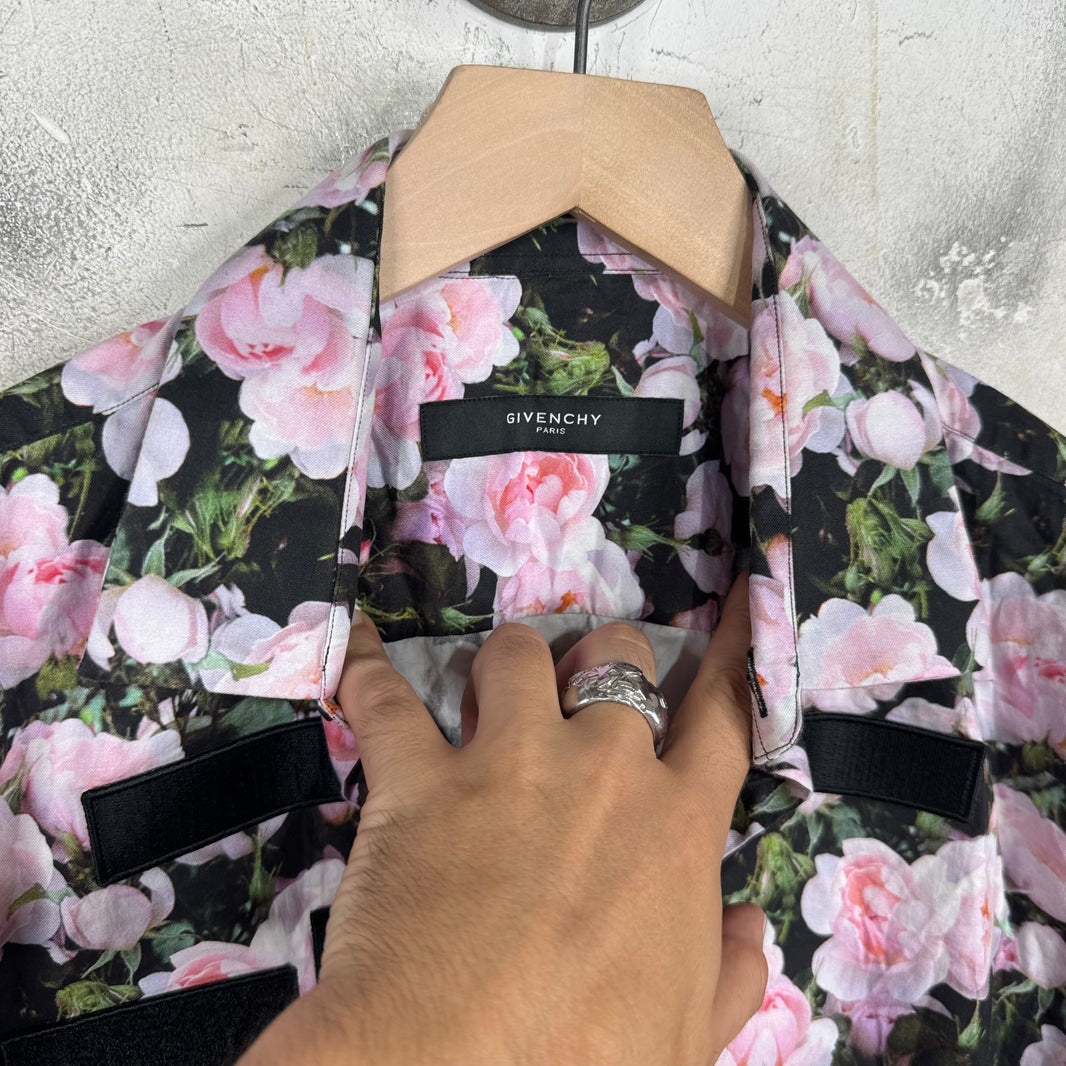Givenchy Floral Print SS Military Patch Shirt