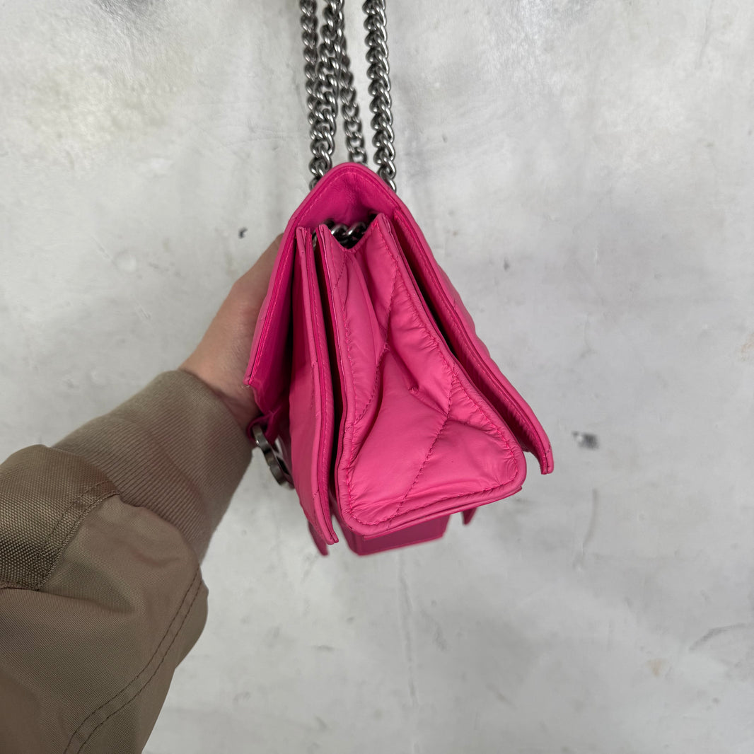 Balenciaga Pink Hourglass Puffy Chained Purse
