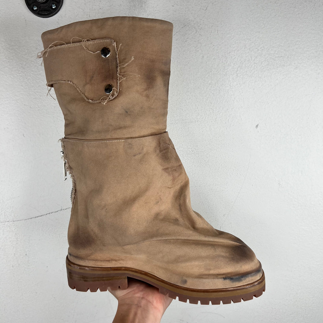 424 Beige Canvas Dragon Rider Boots