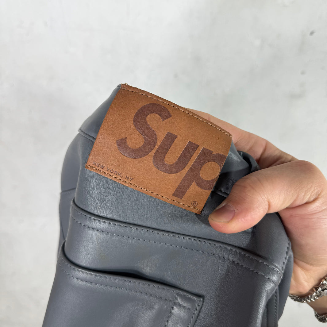 Supreme Grey Leather Pants