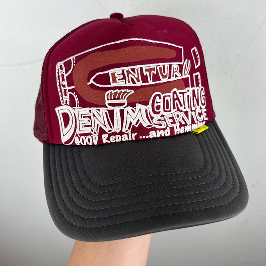 Kapital Maroon Denim Coating Service Trucker Hat