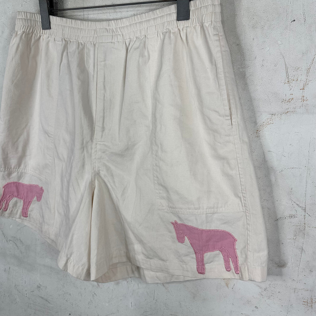 Bode White Pink Donkey Shorts