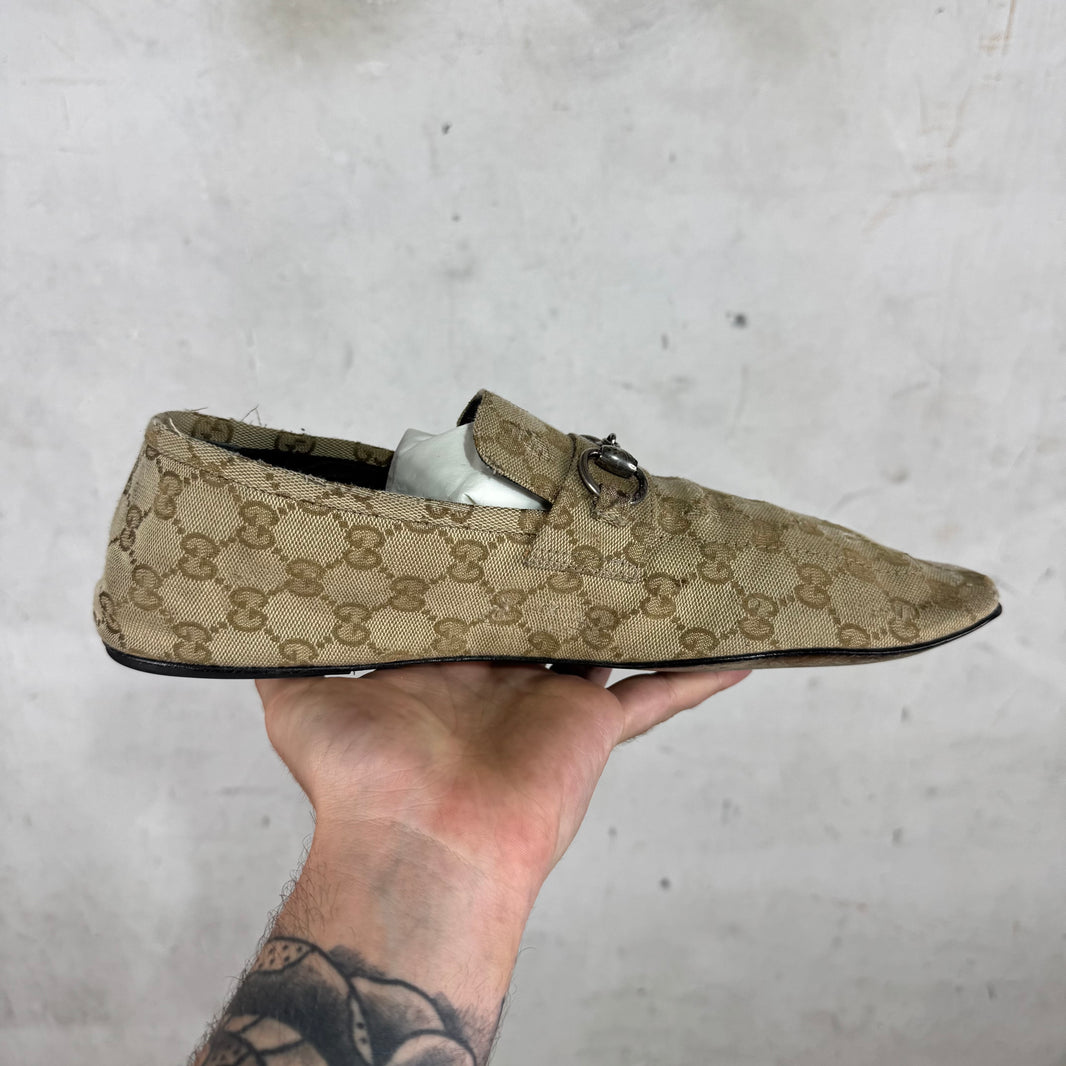Gucci Monogram Distressed Raggazo Mules