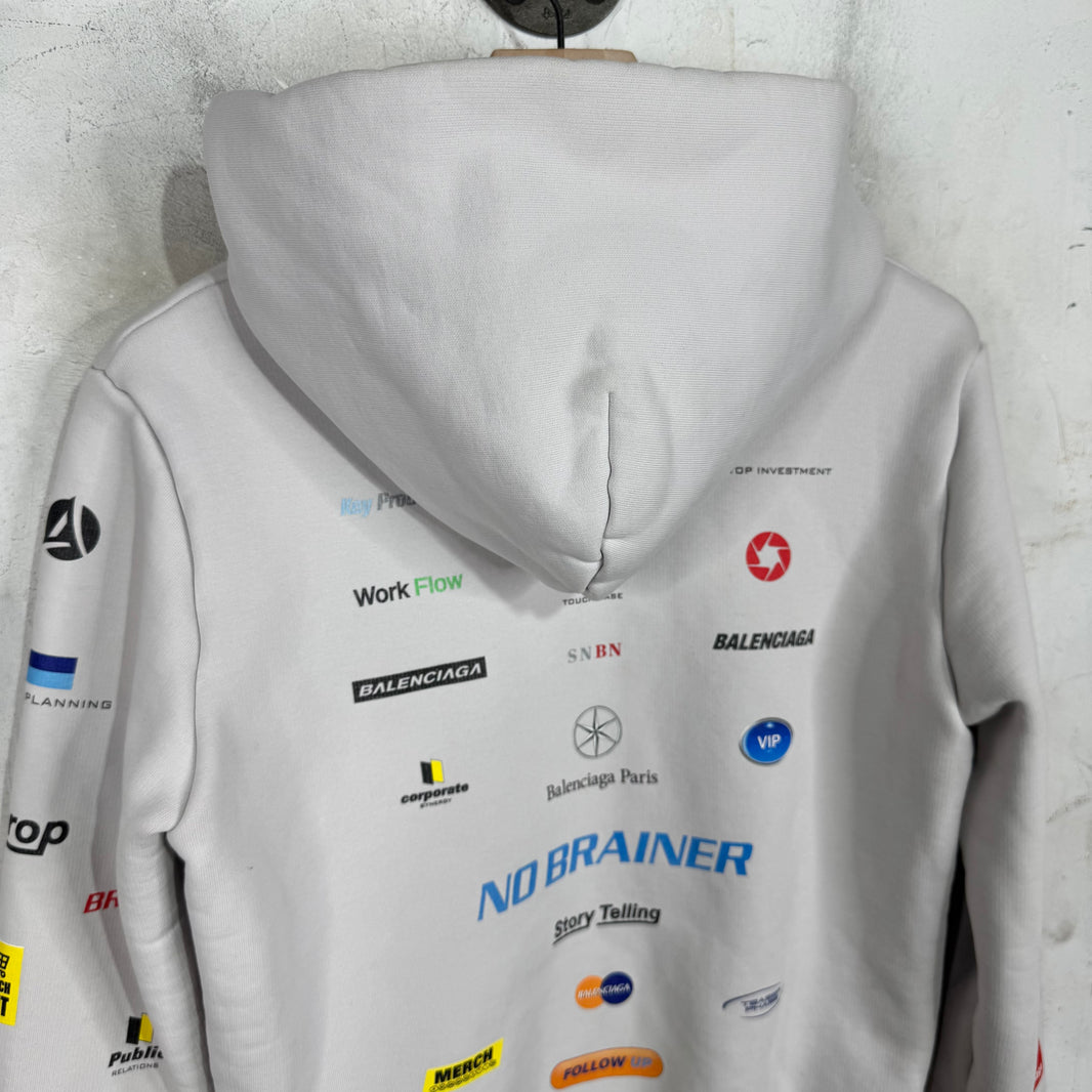 Balenciaga Multi Logo Shrunken Zip Hoodie