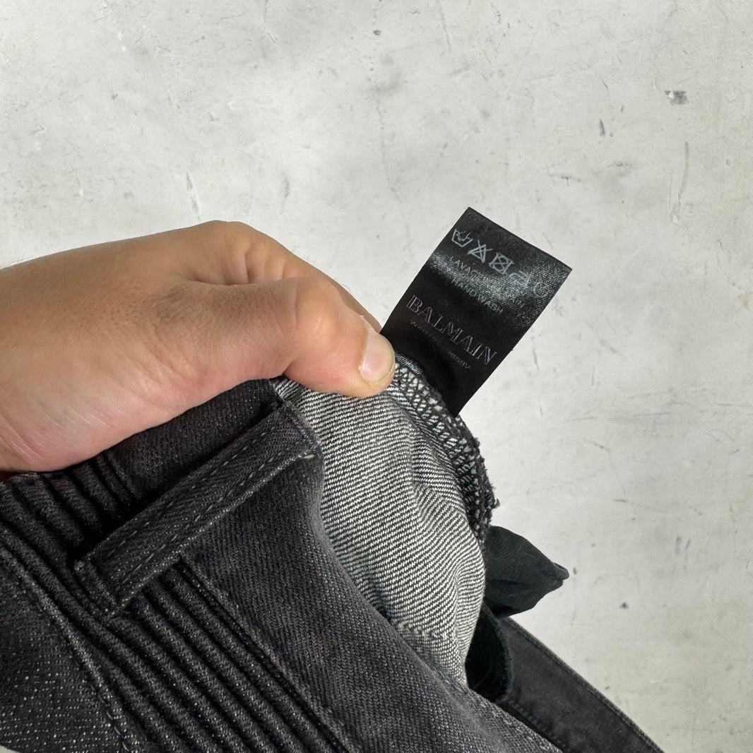 Balmain Charcoal Biker Jeans