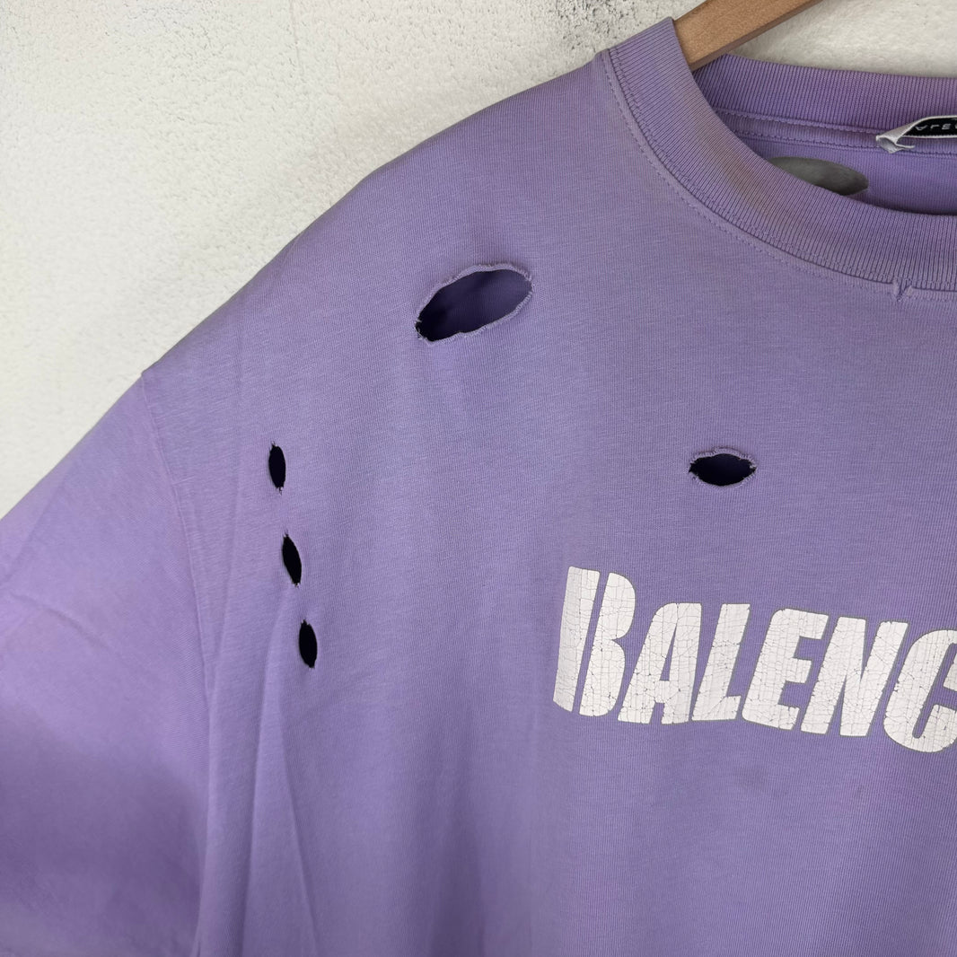Balenciaga Purple Distressed T-Shirt