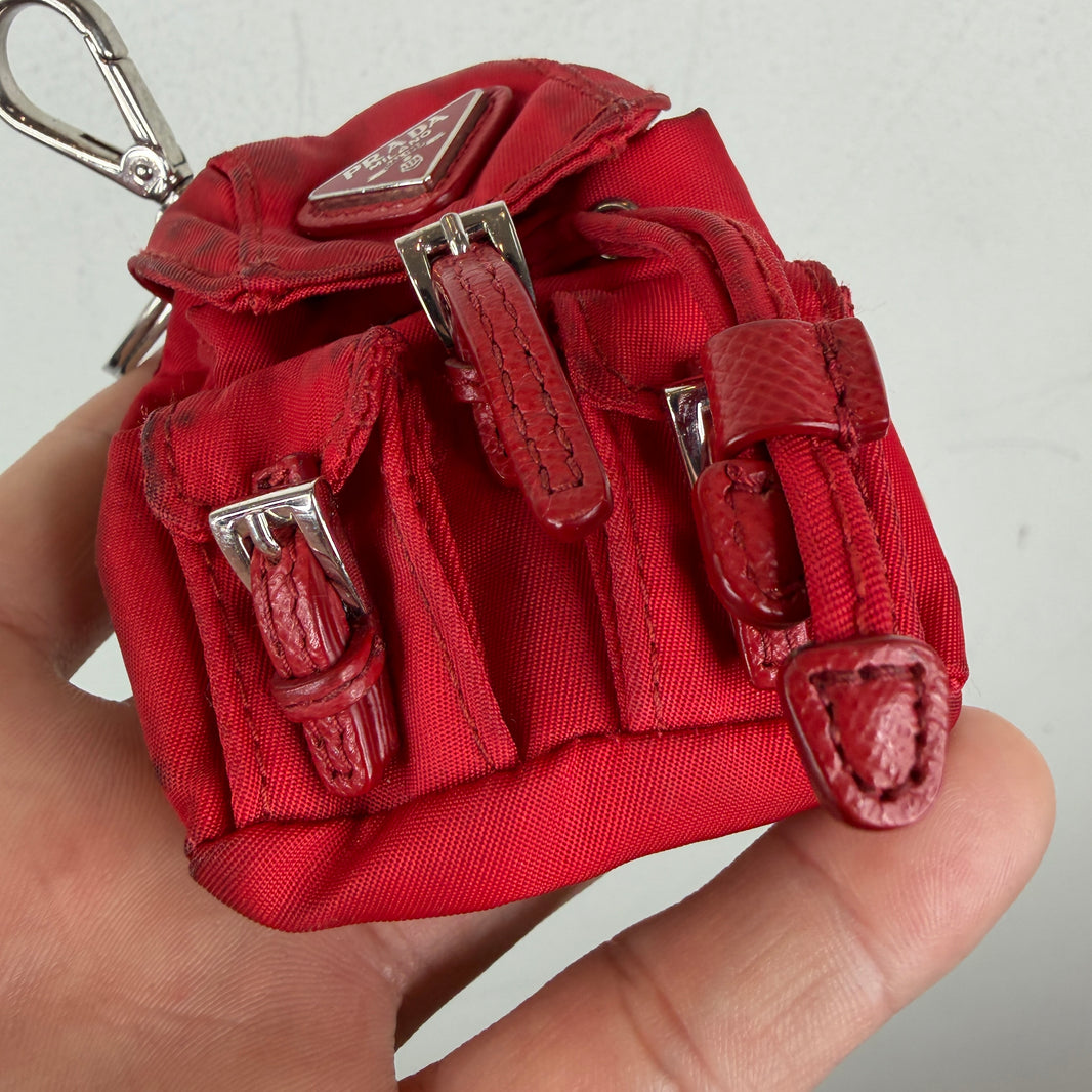 Prada Smoked Red Backpack Keychain