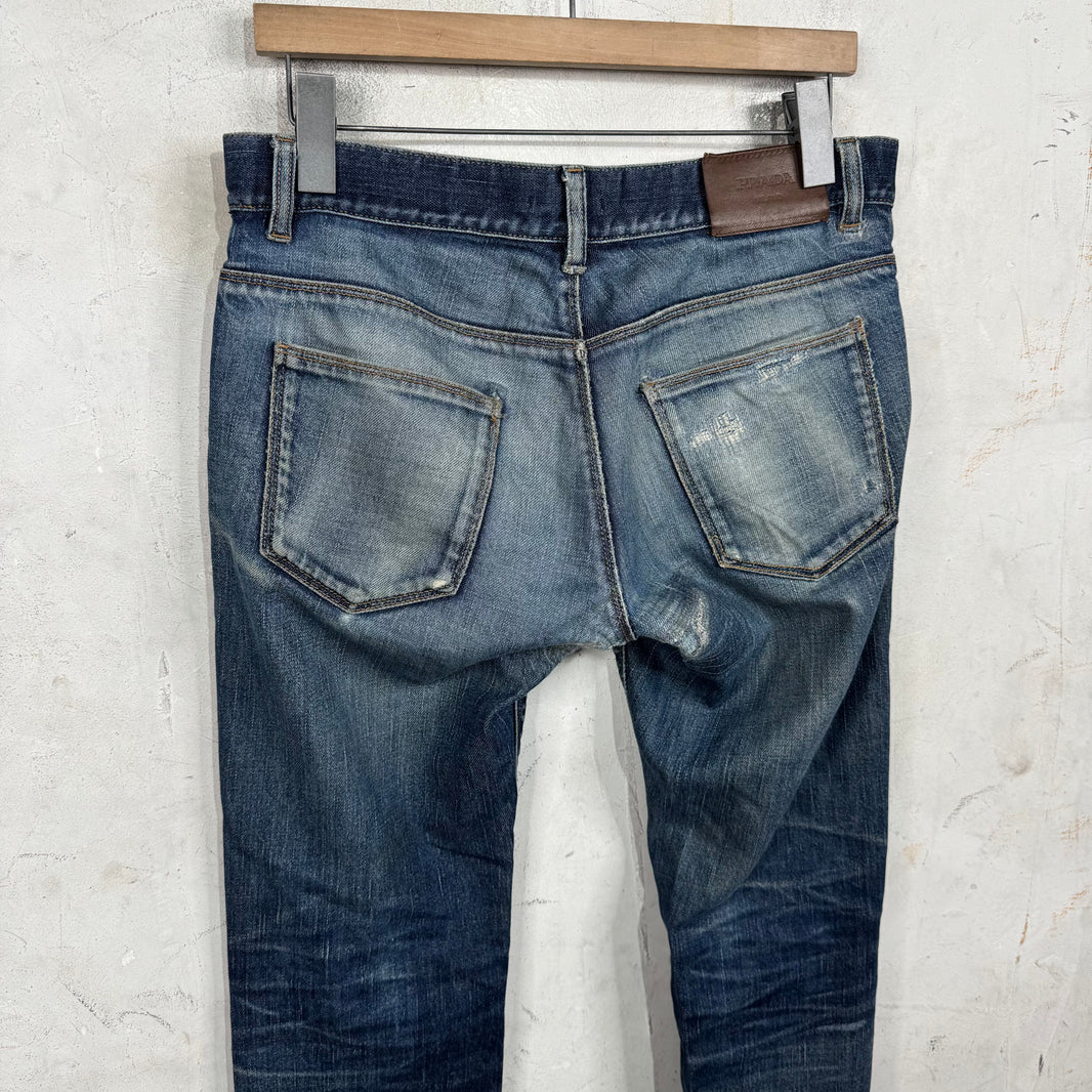 Prada Repaired Tapered Cut Jeans