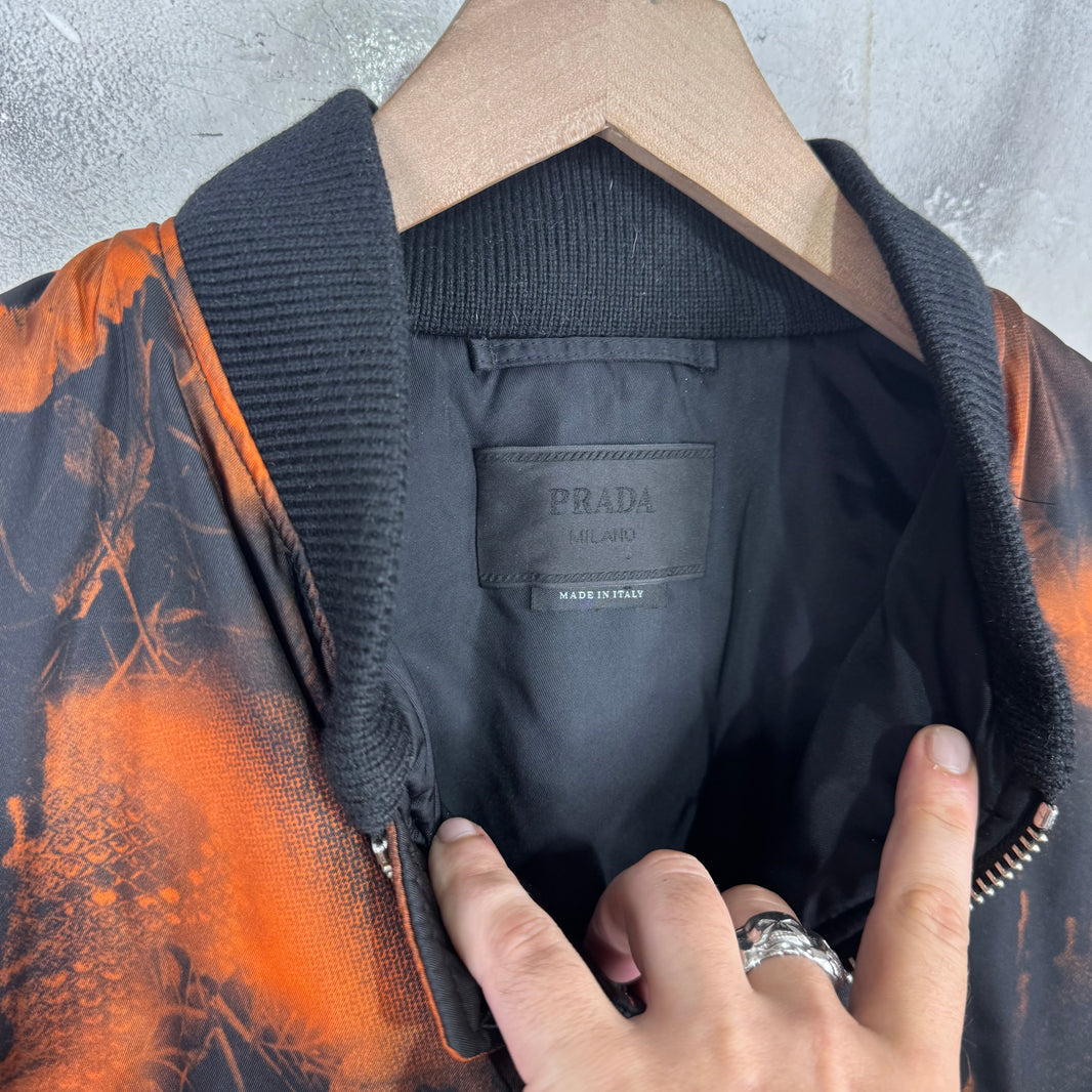 Prada Orange Raf Renylon Bomber Jacket