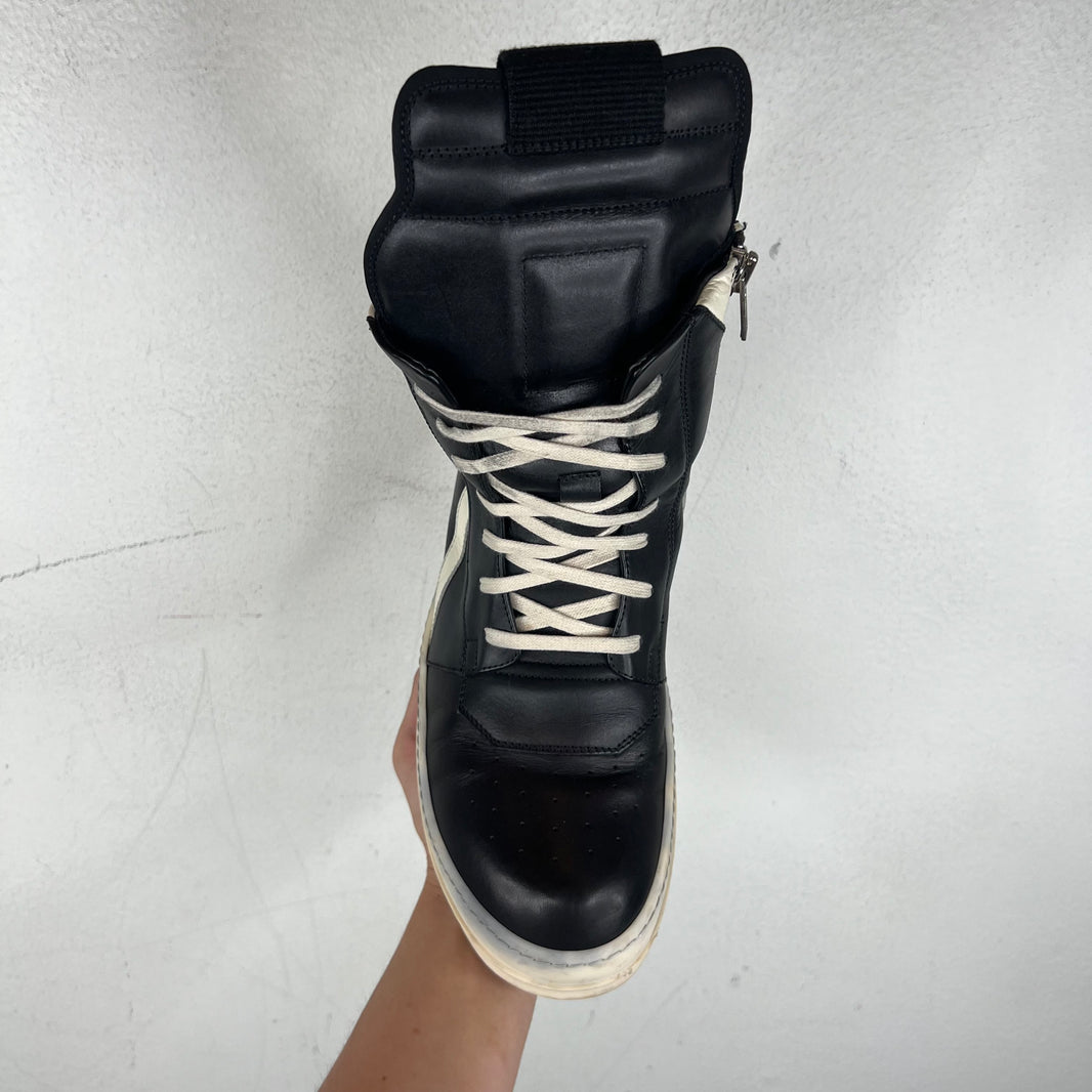 Rick Owens Black/White Geobasket Sneakers