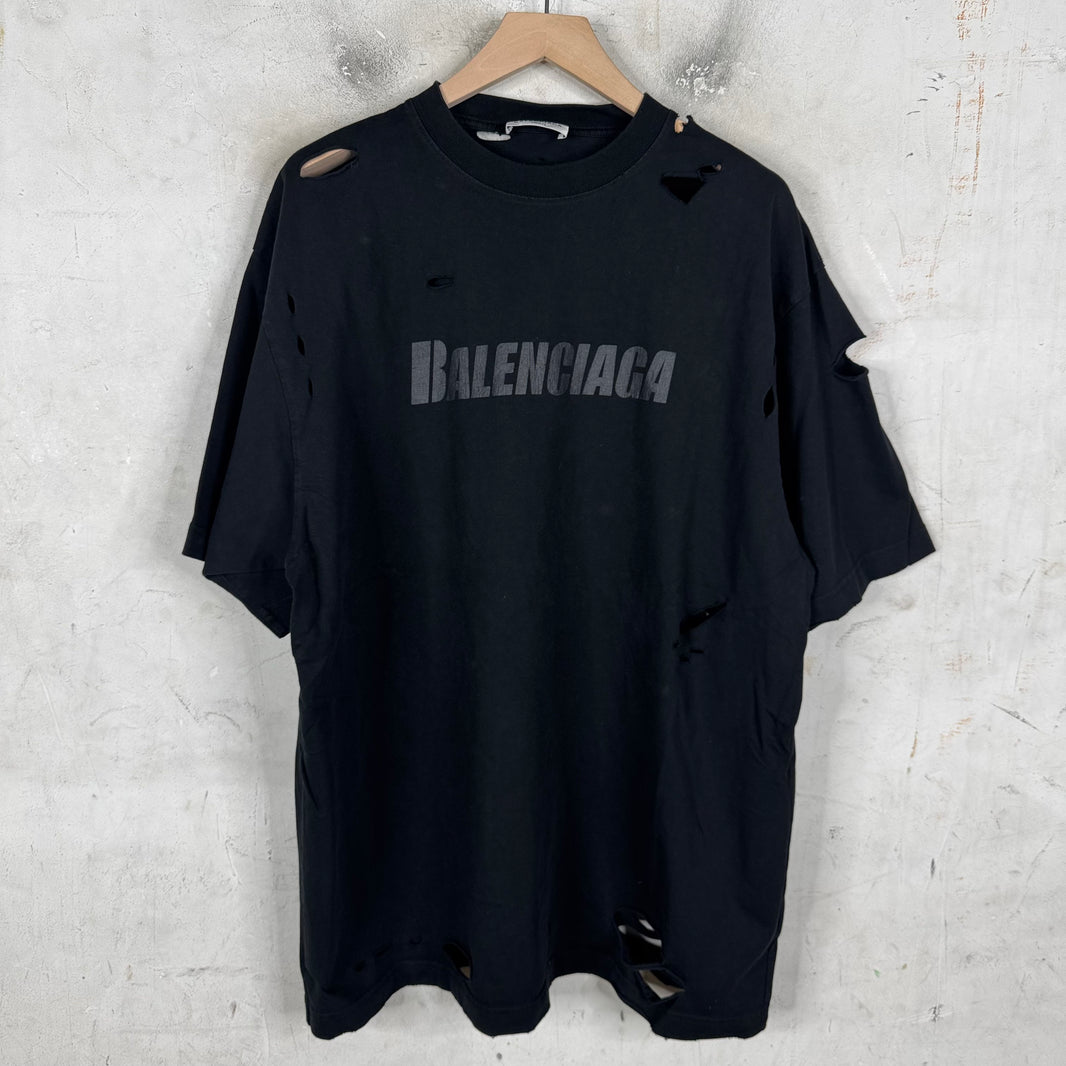 Balenciaga Distressed Logo Tonal T-Shirt