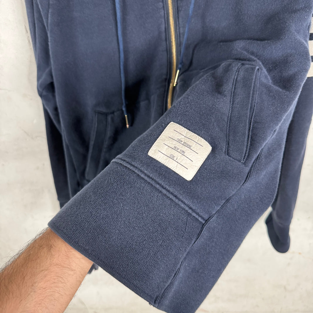 Thom Browne Navy Zip Hoodie