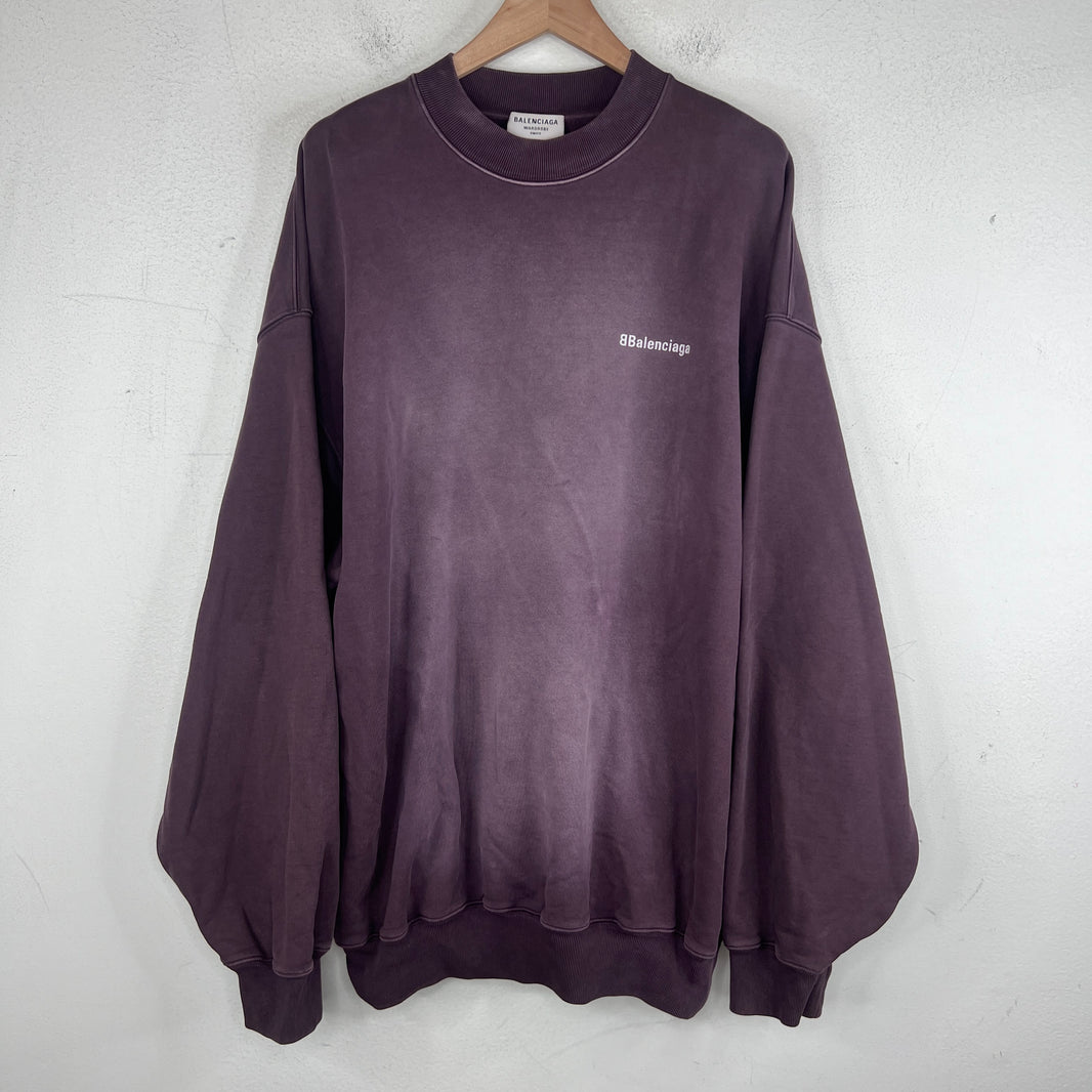 Balenciaga Wardrobe Purple Washed Small Logo Crewneck