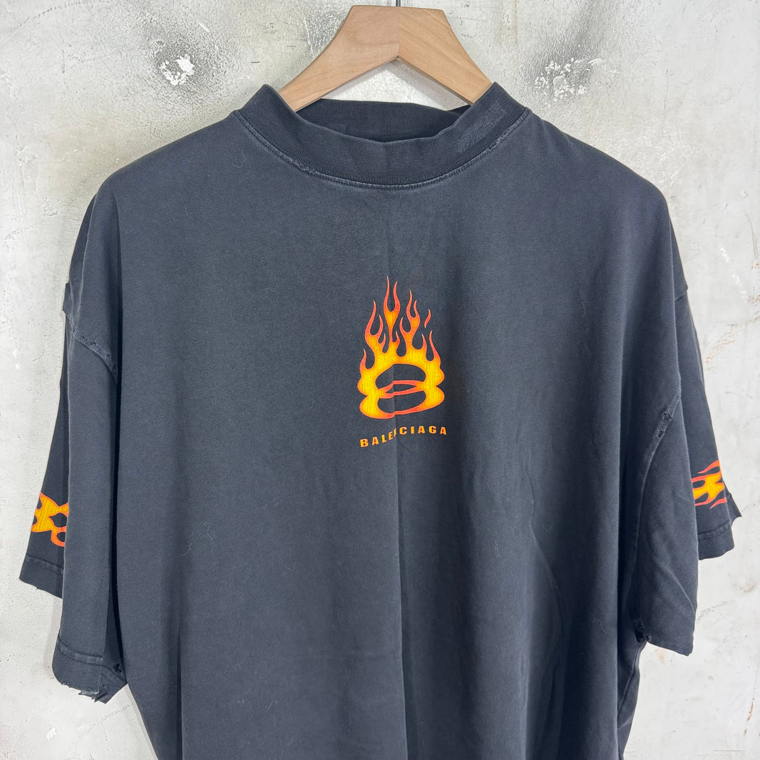 Balenciaga Flaming Unity Distressed T-Shirt
