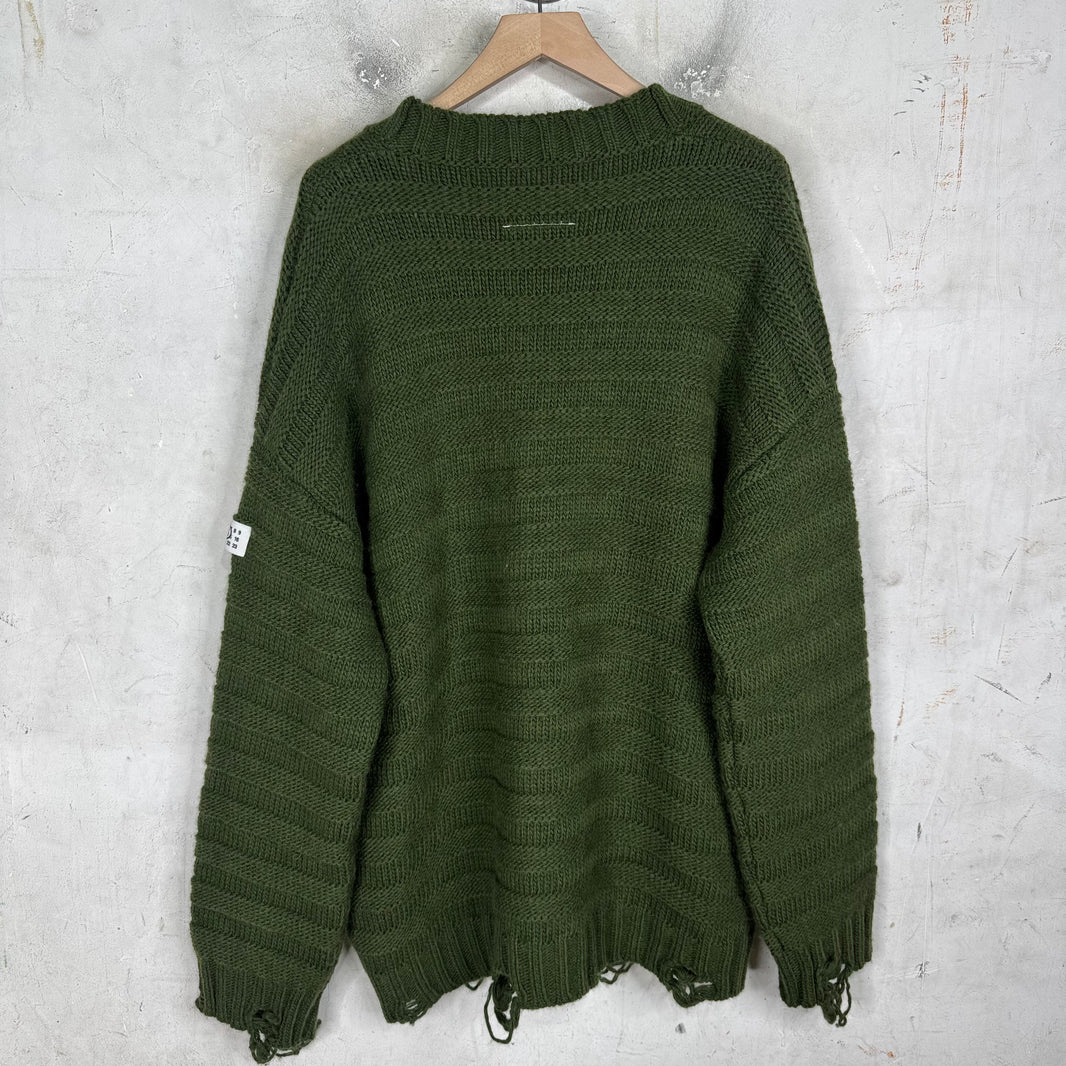 Margiela MM6 Green Frayed Cardigan