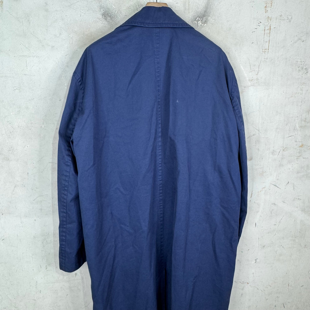 Balenciaga Distressed Hem Plaid Lined Long Coat