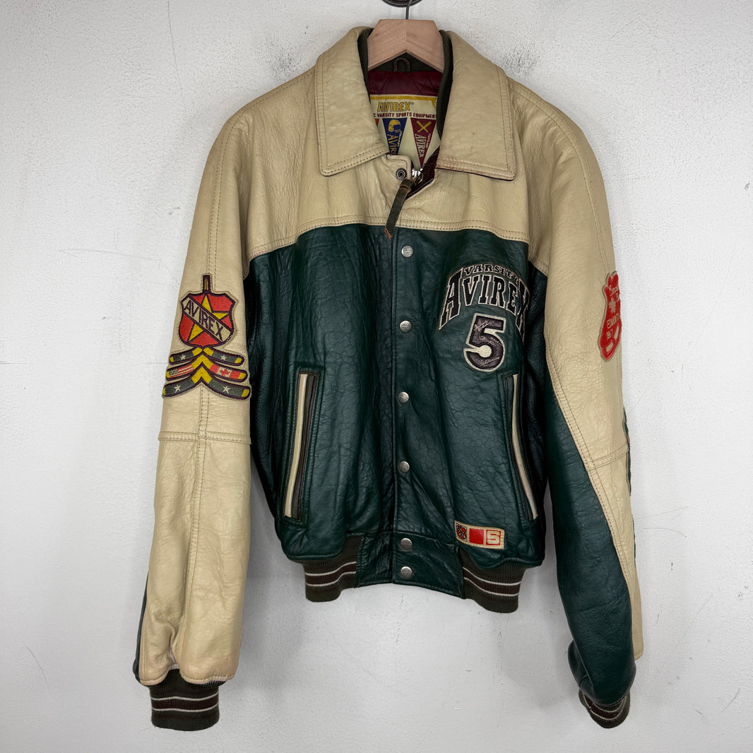 Vintage Avirex Leather Two-Tone Zip Up Jacket