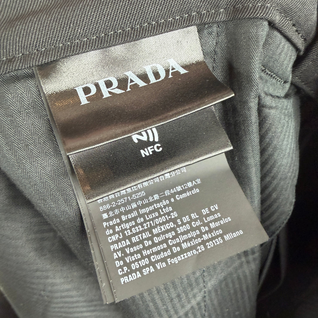 Prada Triangle Badge Inner Satin Baggy Trousers