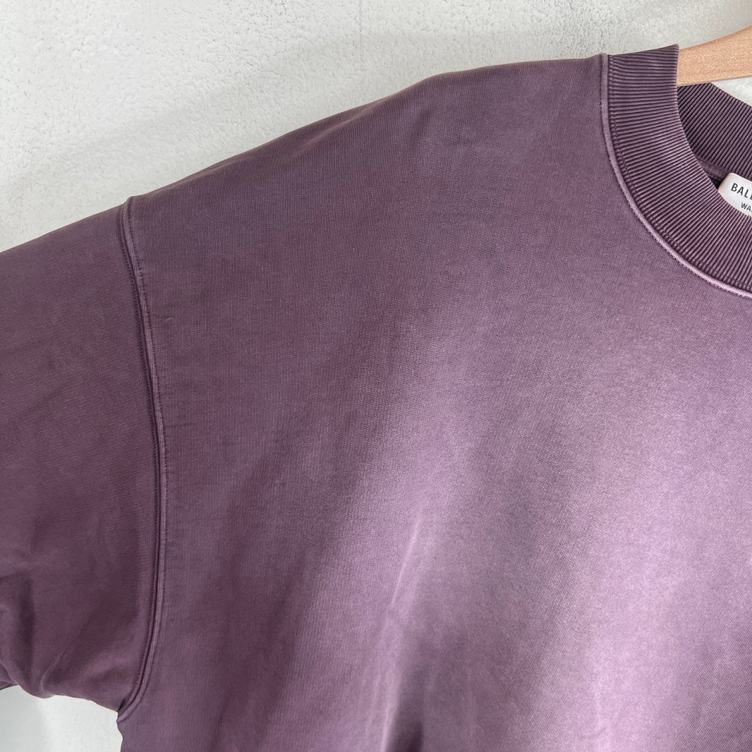 Balenciaga Wardrobe Purple Washed Small Logo Crewneck