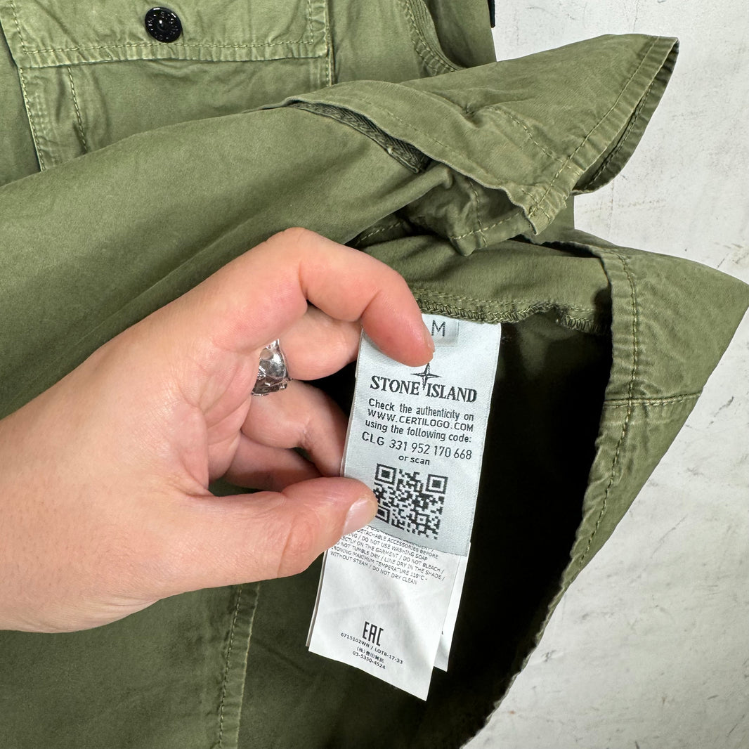 Stone Island Olive Zip Up Military Overshirt