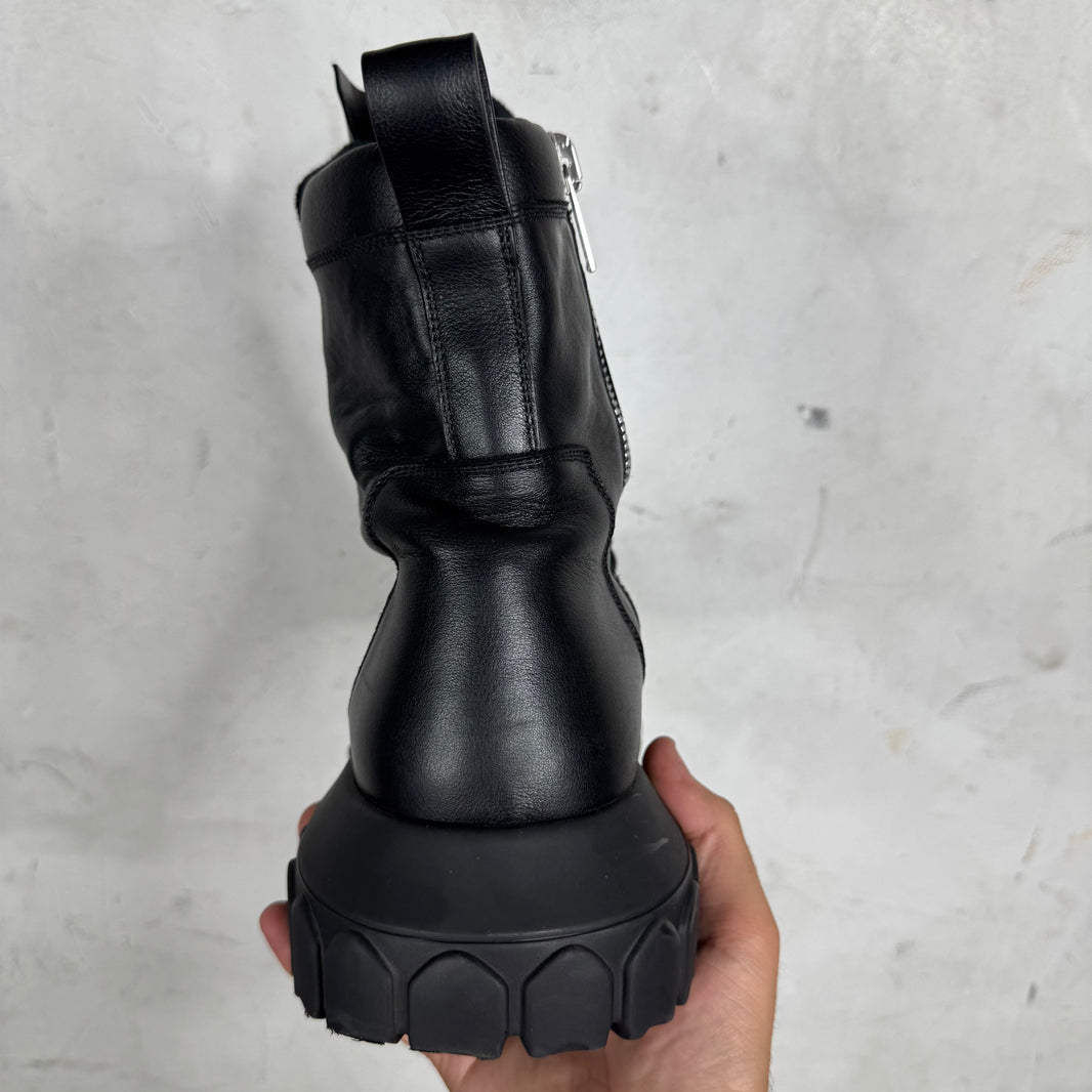Rick Owens Triple Black Jumbo Lace Tractor Boots