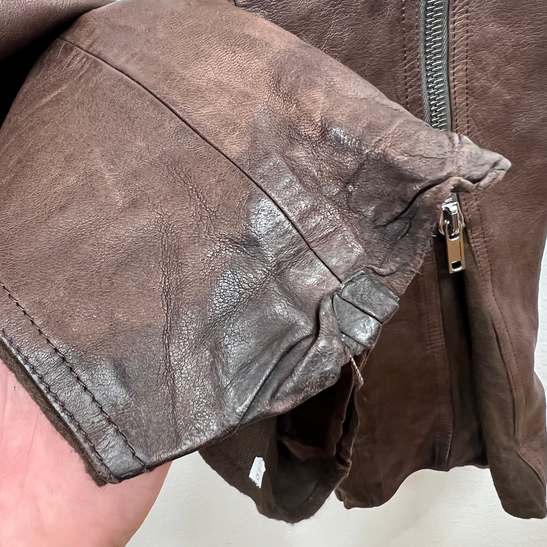 Rick Owens Brown Leather Banana Bolan Pants