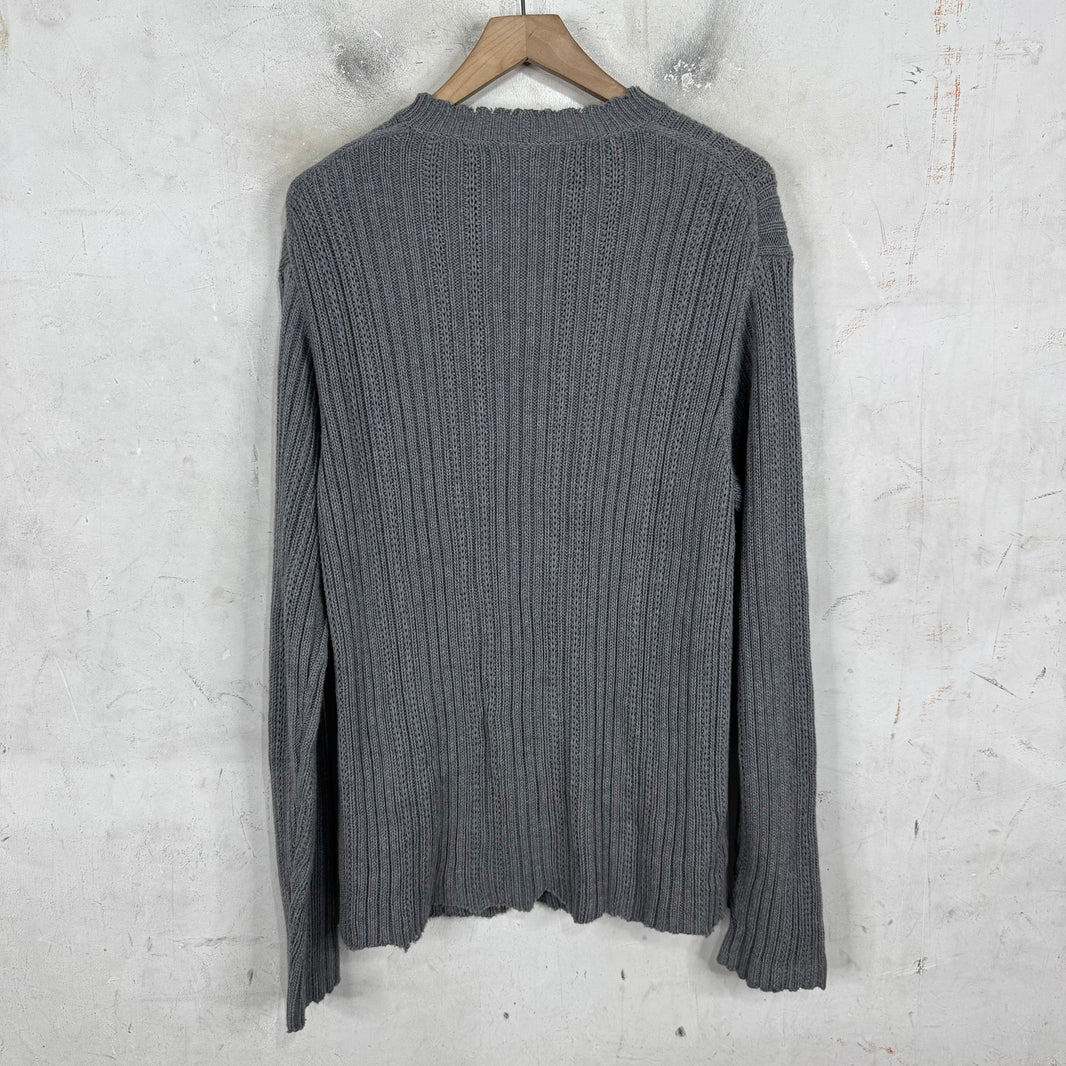 Helmut Lang Grey Ribbed Knit Sweater