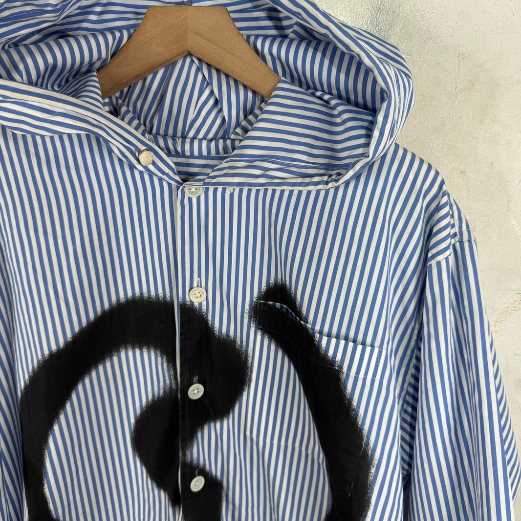 Marni Spray Graphic Hooded Stipe Shirt