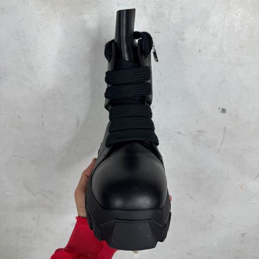 Rick Owens Triple Black Jumbo Lace Tractor Boots