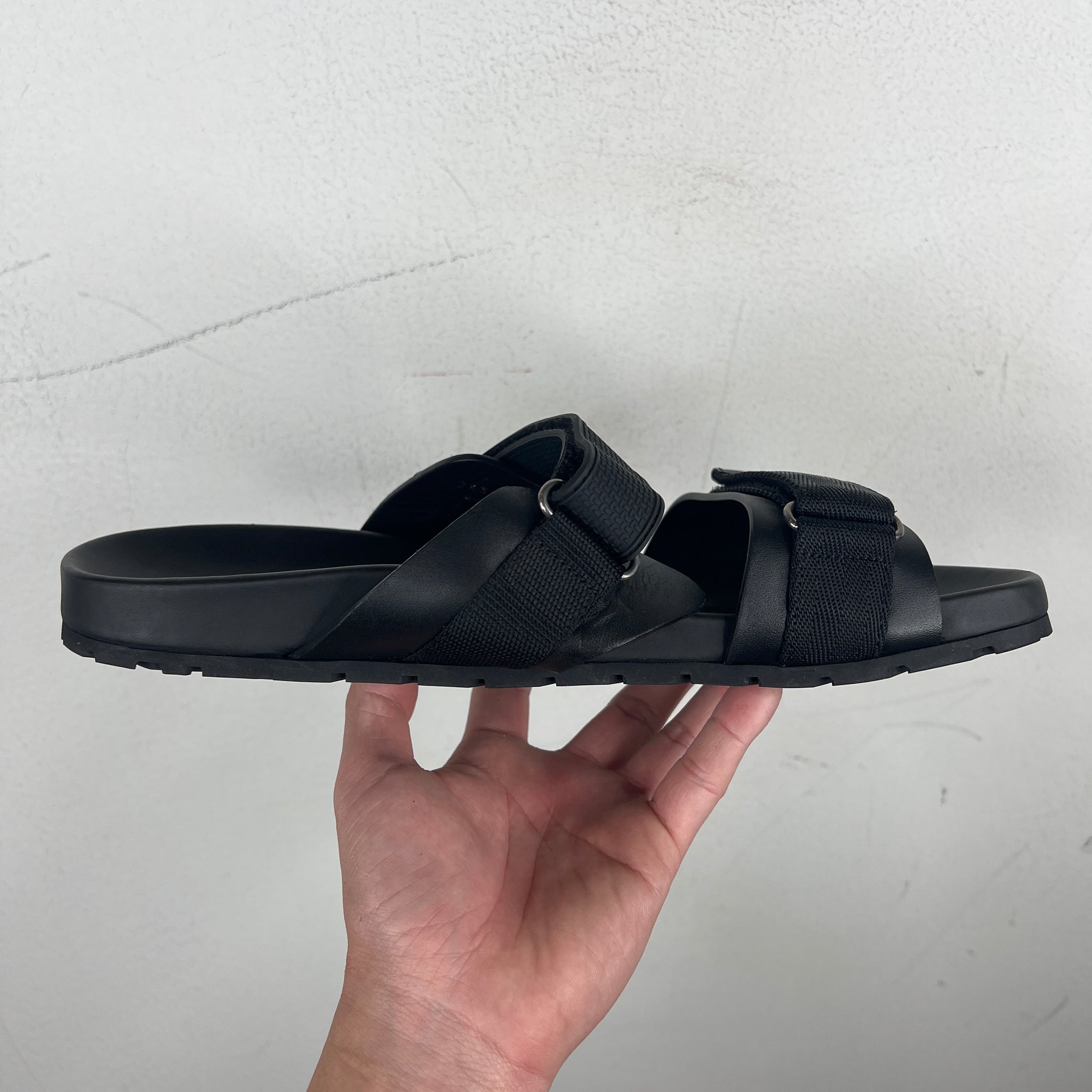 Prada Black Leather Sandals