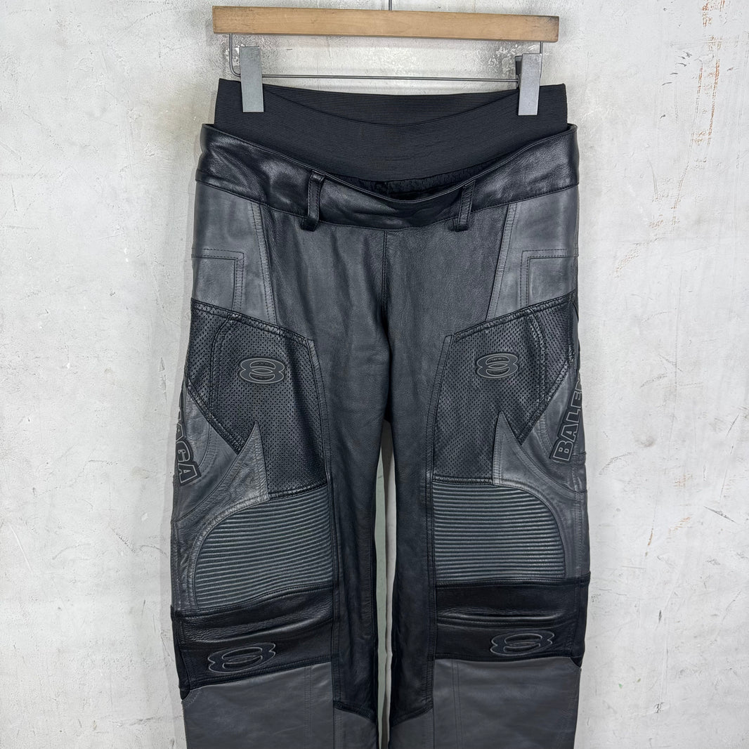 Balenciaga Leather Unity Paneled Racing Pants