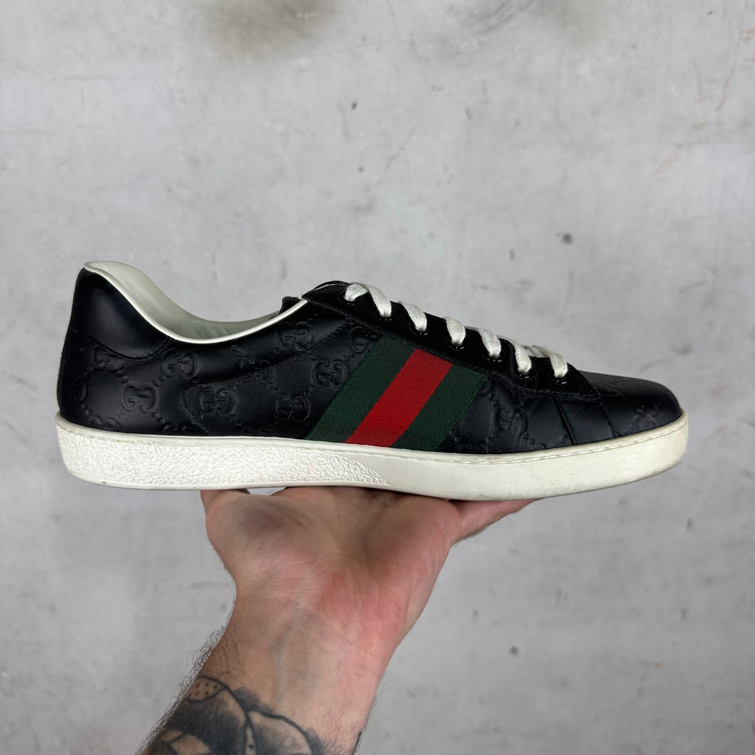 Gucci Black Embossed Monogram Aces