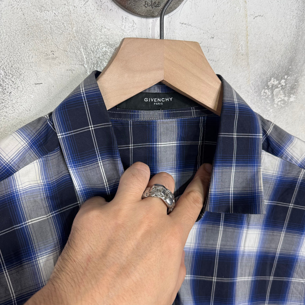 Givenchy Blue/White Plaid Button-Up Shirt